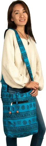 Vista 4 de Azul Patchwork hecho a mano Crossbody grande Hobo bolso de hombro Hippie Boho moda todos los días único