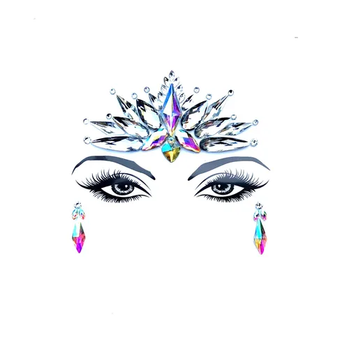 Vista 8 de Neva Nude Americana Crystal Jewel - Adhesivo de cristal para la cara, gemas para carnavales, Halloween, festivales, raves y fiestas, adhesivo