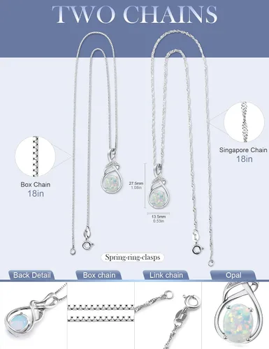 Vista 2 de HXZZ Joyería fina con piedra natal para mujer, piedras preciosas naturales, topacio amatista, ópalo, granate, peridoto y citrino, plata de ley
