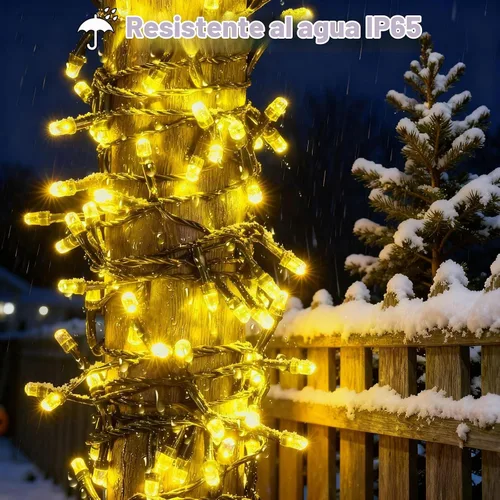 Vista 4 de SOLARBABY Luces solares de Navidad al aire libre, cadena de luces de 142 pies con 400 LED de blanco cálido para exteriores con control remoto, 19