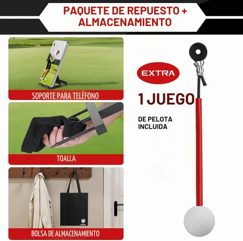 Vista 4 de Entrenador de Swing de Golf - Ayuda de Entrenamiento de Swing de Golf de Hierro Duradera - Accesorios de Golf para Niños y Jóvenes con Bola