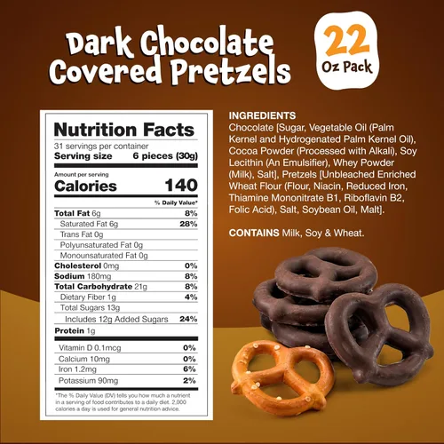 Vista 2 de Pretzels cubiertos de chocolate negro - Paquete de 22 onzas