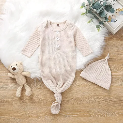 Vista 3 de Twopumpkin Vestido de bebé anudado para recién nacido, niño o niña, traje de dormir unisex, recién nacido, bebé, conjunto de pijamas de invierno