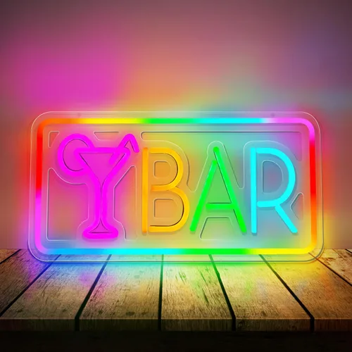 Vista 2 de Letrero de neón de barra, letrero LED para decoración de pared, letreros de luz de neón LED para el hogar, luces de barra alimentadas por USB