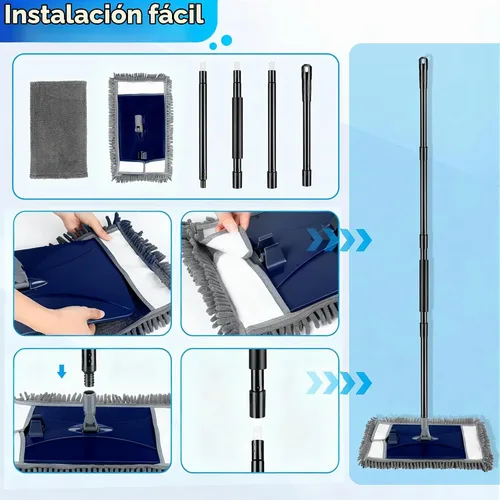 Vista 7 de Trapeador limpiador de pared con mango largo, trapeador de polvo de pared adicional para lavar paredes con 2 almohadillas reutilizables