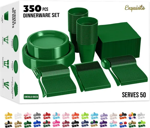 Vista 23 de Exquisite 350 Piezas Platos de Plástico de Cumpleaños Azules Para Fiestas, Juego de Platos Desechables de Cumpleaños Azules, 50 de Cada Juego