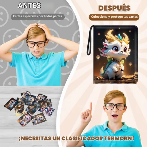 Vista 5 de Carpeta de tarjetas para tarjetas de Pokémon, 4 bolsillos, 400 bolsillos. Con 50 fundas extraíbles. Estuche para tarjetas intercambiables, estuche