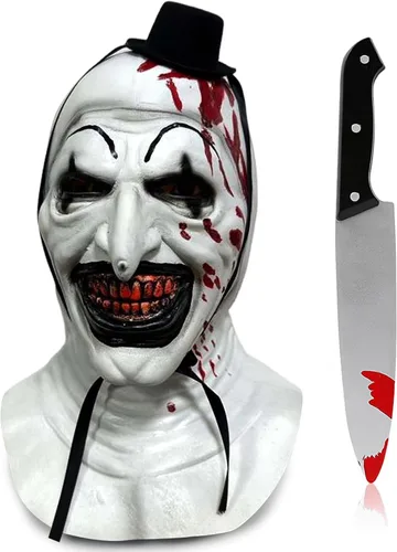 Vista 8 de Máscara de payaso aterrador, máscara de payaso asesino de terror de cabeza