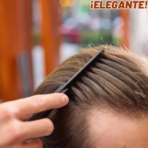 Vista 6 de Bolsillo portátil de viaje plegable 2 en 1 peine de plástico para peinar el cabello negro