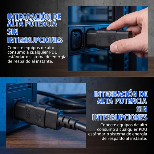 Vista 5 de IEC320 macho C14 a hembra C19 adaptador de CA, 15A/250V, 10A/200V, 3000W