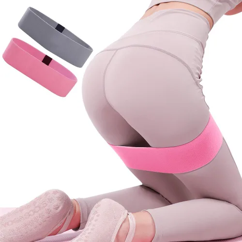 Vista 9 de Bandas de resistencia de tela, bandas elásticas de diferentes niveles, bandas moldeadoras de cadera y piernas, adecuadas para yoga, rehabilitación