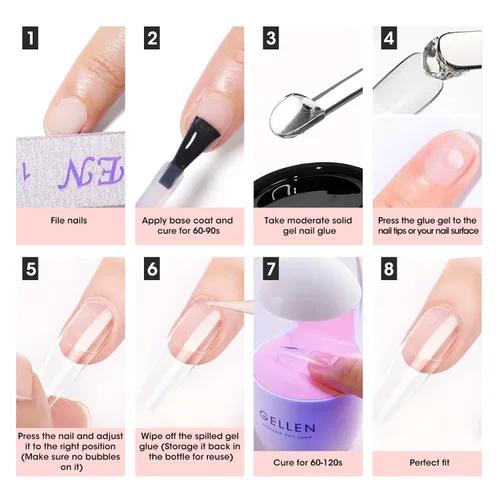 Vista 7 de Gellen Gel de pegamento de uñas sólido para puntas de uñas postizas, gran capacidad de 0.51 oz (15 g) en gel de pegamento de uñas acrílico sólido