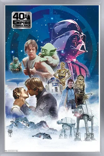 Vista 9 de Trends International Star Wars: The Empire Strikes Back 40th - Póster de pared clásico, 14.725 x 22.375 pulgadas, versión enmarcada de madera
