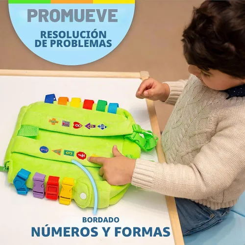 Vista 4 de Mochila "Buddy" para el aprendizaje temprano de infantes de habilidades básicas, mochila afelpada para niños de BUCKLE TOYS
