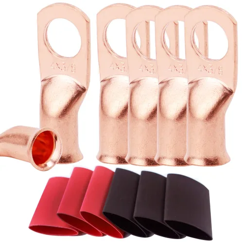 Vista 90 de TKDMR - Kit de 264 piezas de extremos de cable de batería, 132 piezas de terminales de anillo de lengüetas de cable de cobre resistentes AWG 8 6 4 2