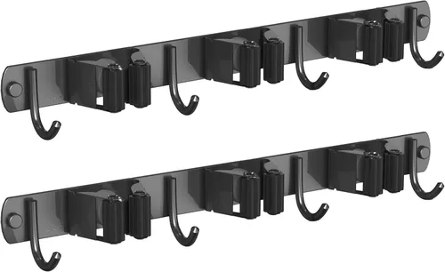 Vista 17 de CUXIXA Paquete de 2 Soportes de Pared para Trapeador y Escoba, Soporte Colgante de Pared Antideslizante para Escoba, Organizador de Trapeador