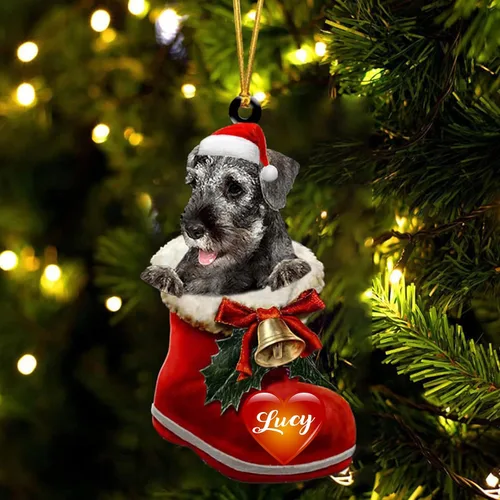 Vista 47 de Adorno de Navidad de perro afgano en bota de Papá Noel, adorno de nombre de perro personalizado, regalo para amante de los perros, decoración