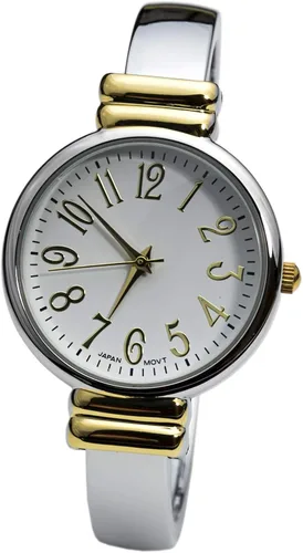 Vista 6 de 2Tone Metal Band Slim Case - Reloj de pulsera para mujer, Movimiento de cuarzo