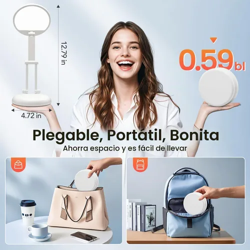 Vista 2 de Lámpara recargable inalámbrica con pilas, 3600 mAh, lámpara de mesa LED inalámbrica de 10 brillo, pequeña mini luz portátil con pilas para oficina