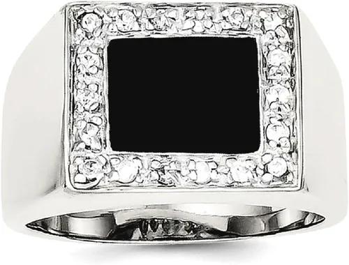 Vista 9 de Anillo de plata de ley 925 para hombre con circonita cúbica y ónix negro