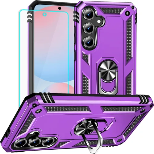 Vista 8 de Funda para Samsung Galaxy S24 FE: con protector de pantalla, fundas protectoras de grado militar con soporte de anillo de dedo para Samsung S24 FE