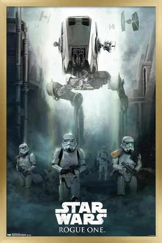 Vista 14 de Trends International Star Wars: Rogue One - Póster de pared de asedio, 14.725 x 22.375 pulgadas, versión enmarcada de madera de granero