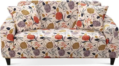 Vista 32 de HOOBUY Funda de sofá estampada, Funda elástica para sillón, funda de sofá biplaza con patrones para sillón con cojines de 2 plazas, Juego de sofá Bd