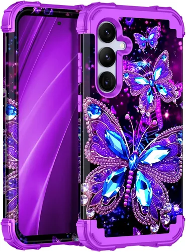 Vista 31 de Miqala Funda para Galaxy S24 5G, brilla en la oscuridad, tres capas, resistente, a prueba de golpes, protección completa, parachoques de plástico
