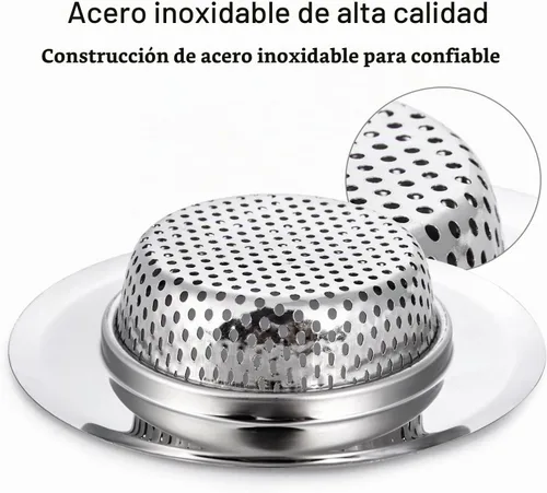 Vista 4 de CORNERJOY Paquete de 4 coladores de drenaje de fregadero de cocina de acero inoxidable resistente, cubierta de drenaje de ducha, tapón de drenaje