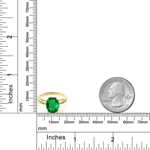 Vista 52 de Gem Stone King Anillo de compromiso de oro amarillo de 14 quilates de 2-3 quilates con piedra preciosa ovalada de 0.394 x 0.315 in y diamantes