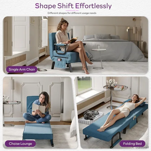 Vista 7 de TYBOATLE Silla de dormir, sillas plegables para adultos (azul celeste)