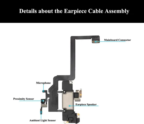 Vista 4 de Para iPhone 11 Auricular Reemplazo de altavoz y auricular Pieza de oído Sensor de luz de proximidad Cable flexible con herramientas de reparación