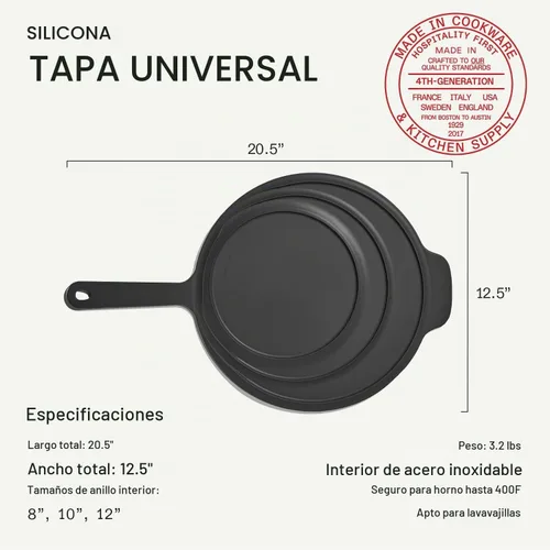 Vista 5 de Made In Cookware - Tapa universal de silicona para sartén, diseño 9 en 1, se adapta a múltiples sartenes, apto para horno 400F, grafito
