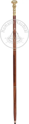 Vista 9 de Humaira Nautical Bastón plegable de latón con mango de diseñador victoriano, bastón de madera de 38 pulgadas para regalo hombres y mujeres