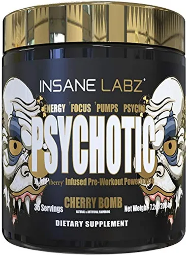 Vista 10 de Insane Labz Psychotic Gold, polvo de preentrenamiento altamente estimulante, concentración y energía de extrema duración, bombeo muscular