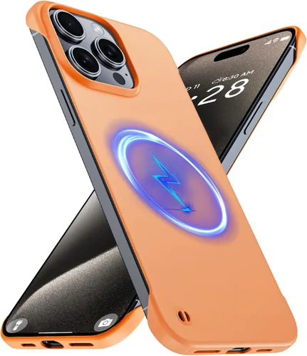 Vista 45 de GRECAZO Funda magnética delgada para iPhone 15 Plus de 6.7 pulgadas (2023), ultrafina, ligera, duradera, sin marco, mate, rígida, MagSafe con anillo
