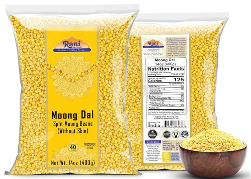 Vista 2 de Rani Moong Dal (frijoles mung partidos sin piel) Lentejas indias 14 oz (400 g) ~ Todo natural Apto para celíacos Sin OGM Kosher Vegano