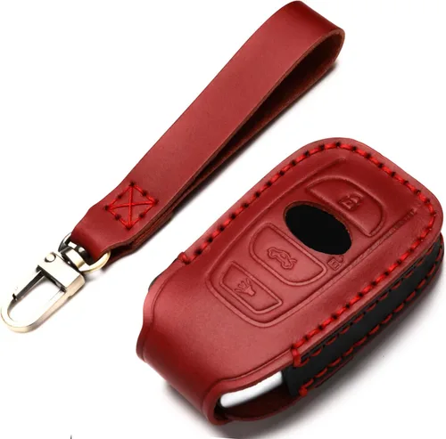 Vista 7 de Funda de cuero para llavero compatible con Subaru, control remoto sin llave, Forester Impreza Outback WRX BRZ Legacy y XV Crosstrek, etc. (A-Negro)