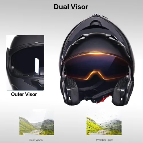 Vista 3 de Casco modular de motocicleta, para adultos jóvenes y jóvenes, casco deportivo dual para motocicleta, casco para moto de nieve, bicicleta de calle