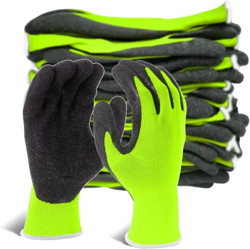 Vista 14 de Evridwear - Guantes de trabajo de látex arrugado con revestimiento de mano para seguridad, para hombres y mujeres, uso general, multiusos