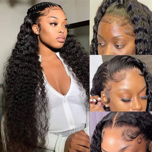 Vista 11 de Yuzhou Grace Pelucas de Cierre con Encaje HD de 5 x 5 sin Pegamento de Cabello Humano Pre Desplumadas Pre Cortadas con Banda Elástica Peluca Rizada