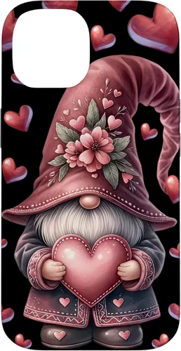 Vista 4 de iPhone 11 Pro Max - Funda con diseño de corazón para mujer, diseño retro de gnomo de amor para el día de San Valentín