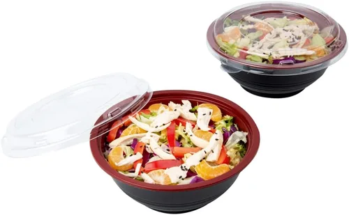 Vista 13 de Restaurantware Tazones de plástico para alimentos de 18 onzas, 200 recipientes desechables con tapa, aptos para Mircowave, sin BPA, cuencos