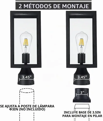 Vista 5 de Windben Luz de poste grande para exteriores, impermeable, 14.7 pulgadas
