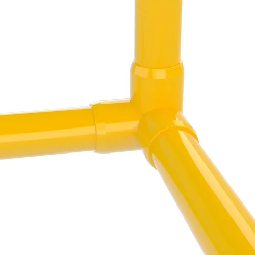 Vista 9 de Codo de 3 vías de PVC de grado para muebles de 1 pulgada en amarillo, fabricado en Estados Unidos, resistente a los rayos UV, a prueba de impactos