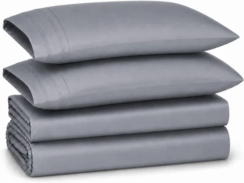 Vista 10 de Tribeca Living Juego de sábanas satinadas tamaño individual XL, 100 % rayón de bambú con 300 hilos, sábana bajera refrescante con bolsillo profundo