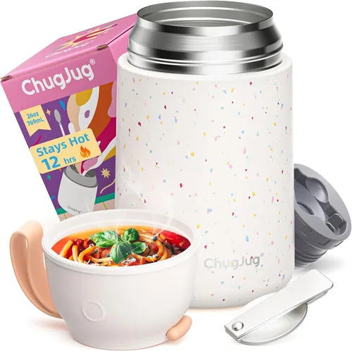 Vista 23 de Termo de sopa de 15 onzas para comida caliente para niños, tarro de comida aislado con cuchara, recipiente térmico para almuerzo, boca ancha vacío