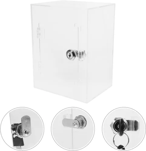 Vista 7 de Alipis Alcancía transparente, caja de acrílico para ahorrar dinero, caja de sugerencias, buzón de correo, urna de ahorro, moneda, dinero, alcancía