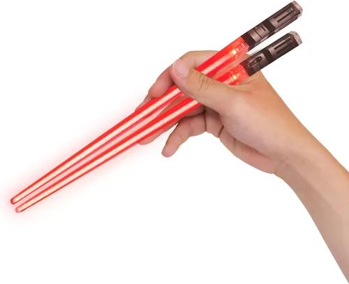 Vista 6 de Lightsable - Palillos de sable de luz LED con luz LED de Star War, sables de luz reutilizables, mango extraíble, apto para lavavajillas, caja