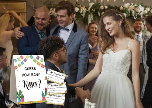 Vista 5 de Juego de despedida de soltera con texto en inglés «How Many Kisses», decoraciones de despedida de soltera, juegos populares de despedida de soltera